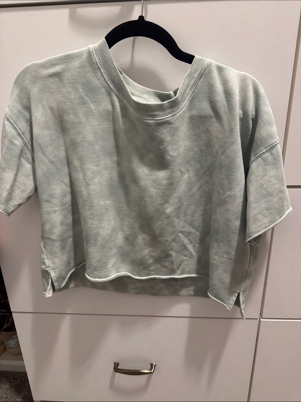 aerie Cropped Boxy Short-Sleeve shirt - Sage Green
